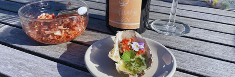Grillade ostron med rabarber-vinägrett