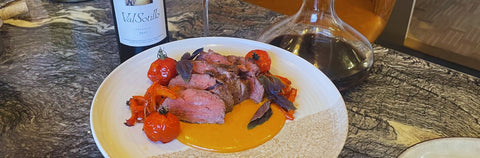 Lammrostbiff med choronsås och rostad paprika
